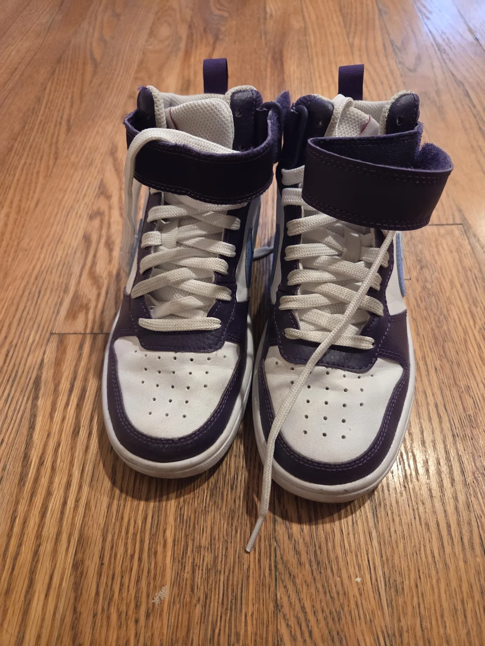 Nike White and Purple High-Top Sneakers